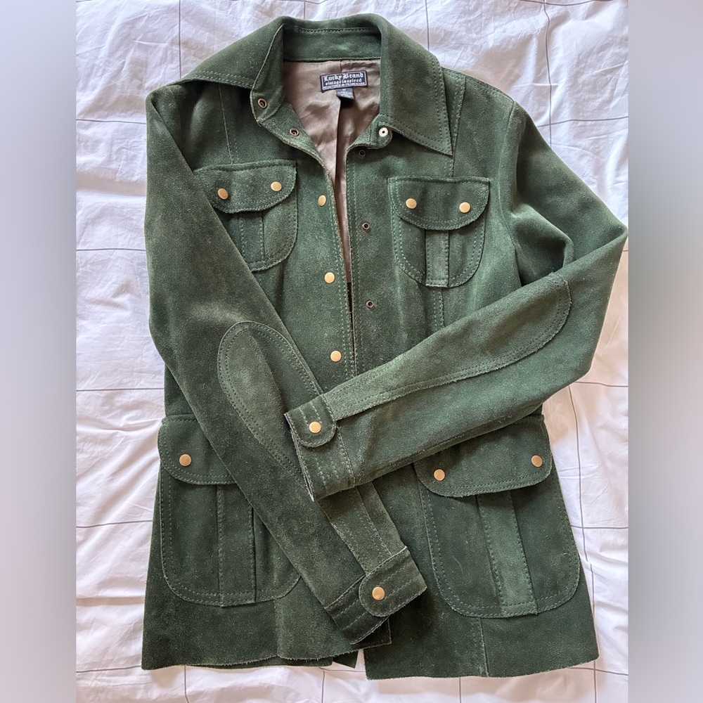 Green real suede jacket- Lucky Brand